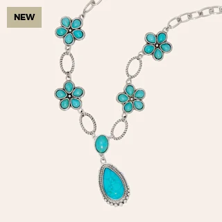 Turquoise Flower Y Necklace